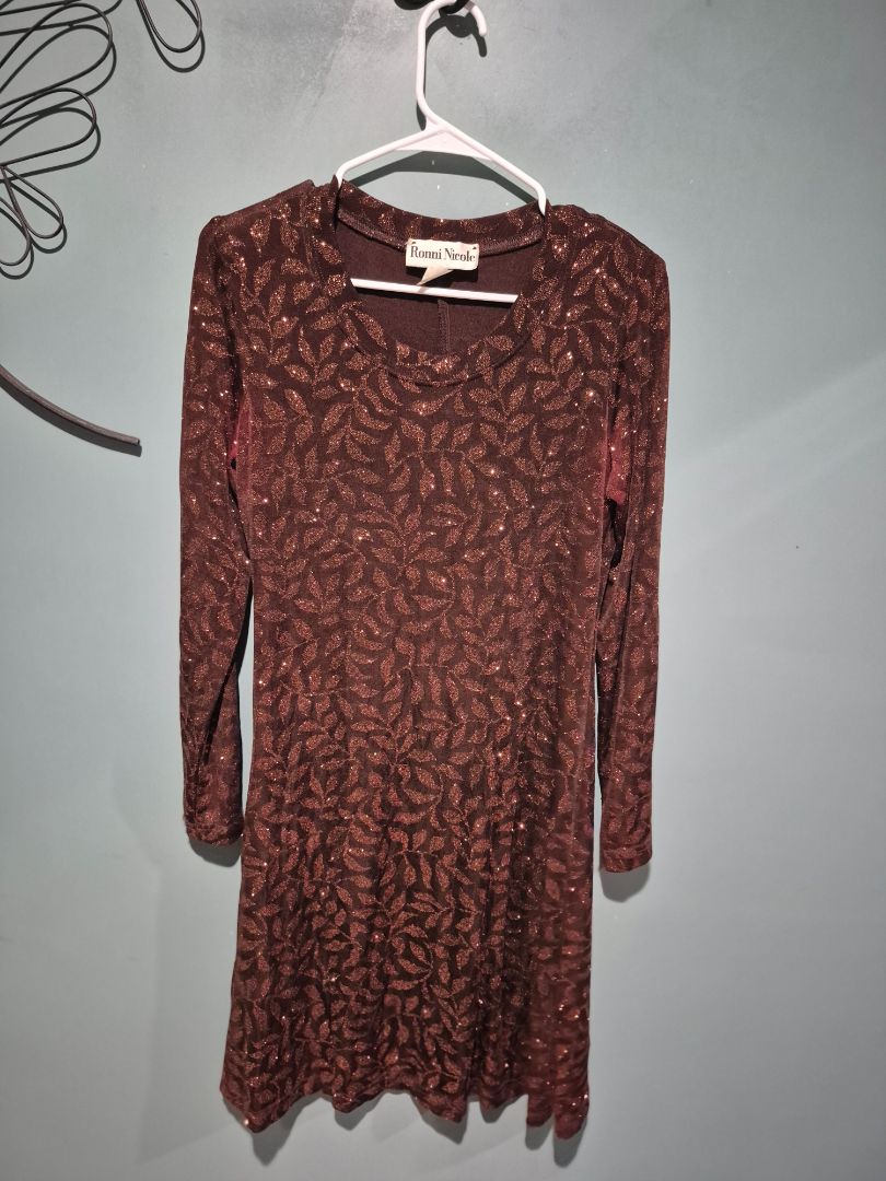 Bronze Ronni Nicole Long Sleeve Dress, 8