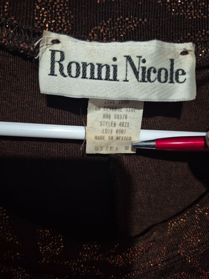 Bronze Ronni Nicole Long Sleeve Dress, 8