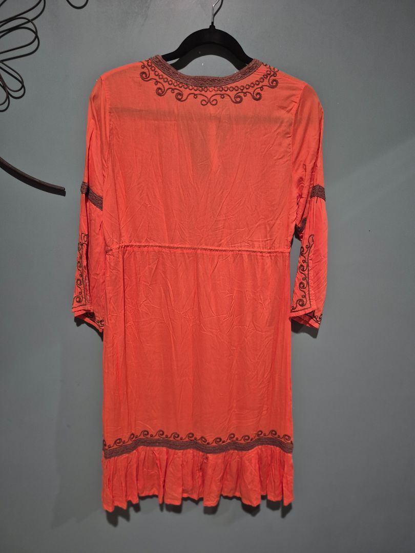 Coral Rancho Estancia 3/4 Sleeve Dress, M