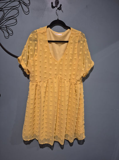 Yellow Kirundo Textured Dot Dress