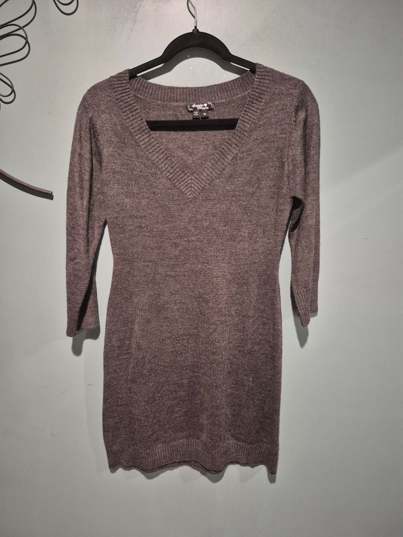 Charcoal Sequin Hearts Sweater Dress, M