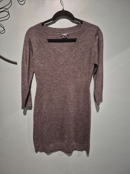 Charcoal Sequin Hearts Sweater Dress, M