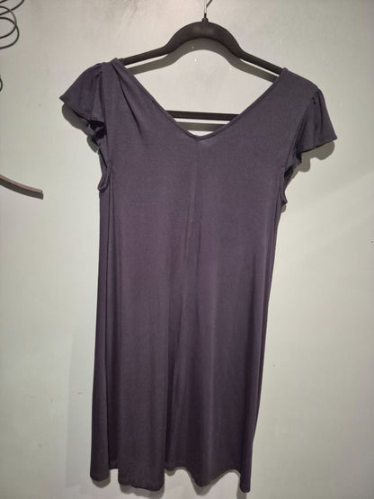 Dark Navy Loft Dress W/ Floral Knit Embroidered V-Neck, XSP