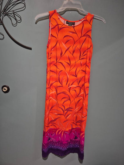Orange & Red Impressions Workshop Tropical Leaf Dress, S