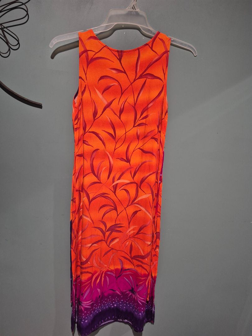 Orange & Red Impressions Workshop Tropical Leaf Dress, S