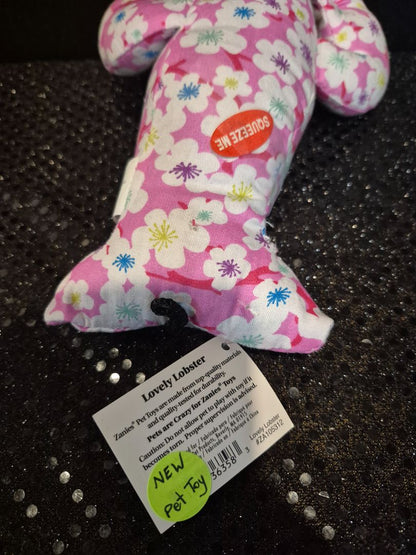 Pink Zanies Lovely Lobster Squeeky Dog Toy, 8"
