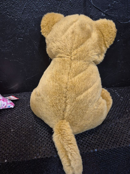 Tan  Mother Lion Holding Cub in Mouth Plushie, 9.5"