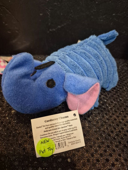 Blue Zanies Corduroy Chums Elephant Squeeky Dog Toy, 6"