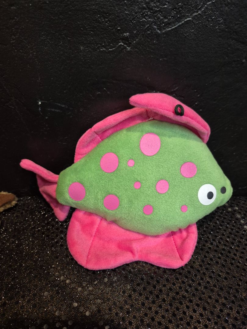 Green & Pink Zanies Funky Flounder Squeeky Dog Toy, 8"