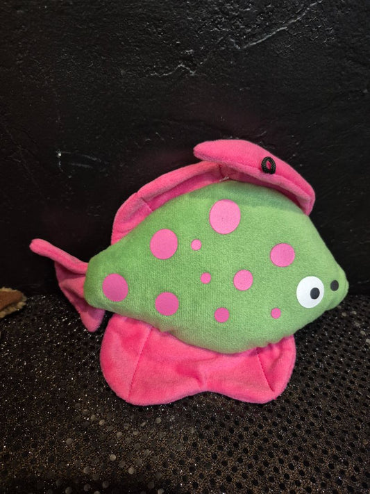 Green & Pink Zanies Funky Flounder Squeeky Dog Toy, 8"