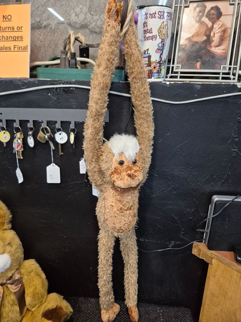 Brown w/White  Hanging Monkey, 35"