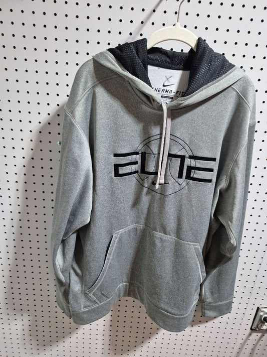 Grey w/Black Nike Therma-Fit Elite Pullover Hoodie, L