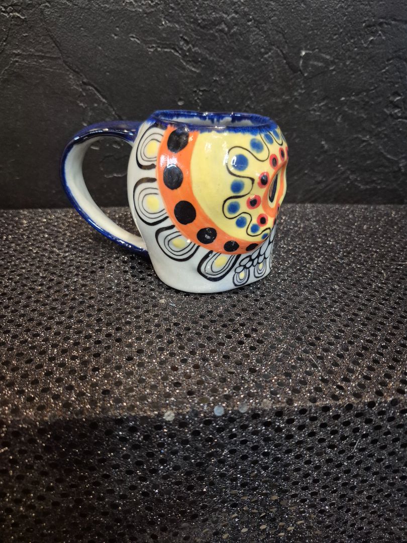Hand Painted Sugar Skull Mug, 4"