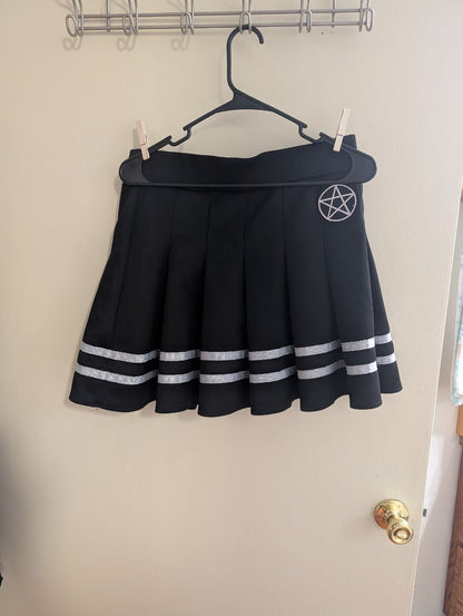 Black w/White Stripes Spirit Mini Skirt, L