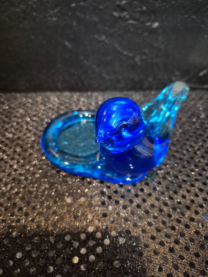 Blue  Vintage Bluebird of Happiness Glass Votive Candle Holder, 4" × 4.5" × 3"