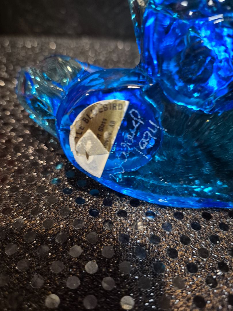 Blue  Vintage Bluebird of Happiness Signed by W. Ward 1994, 3" × 2"