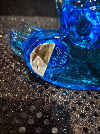 Blue  Vintage Bluebird of Happiness Signed by W. Ward 1994, 3" × 2"