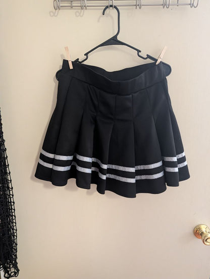 Black w/White Stripes Spirit Mini Skirt, L