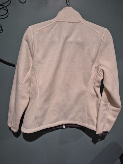 Cream Lands' End Full Zipper Fleece Jacket, M