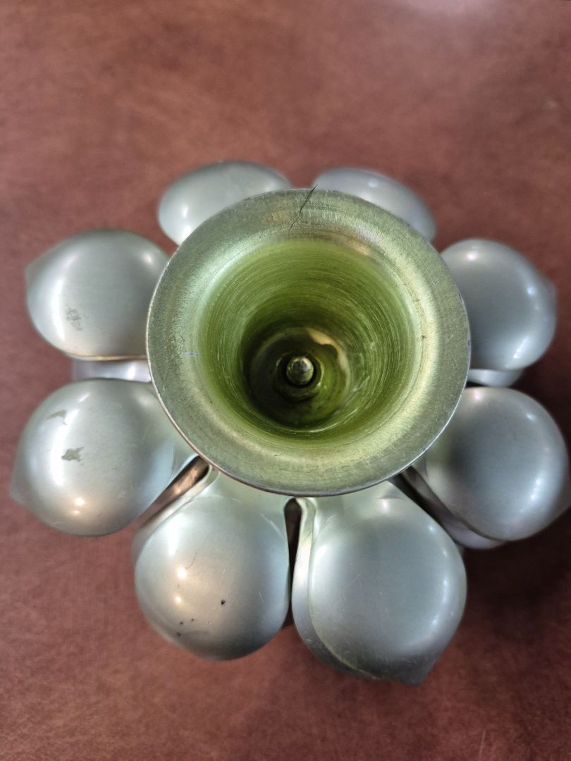 Mint  Metal Lotus Flower Tea Light Candle Holder, 5.5" × 3"
