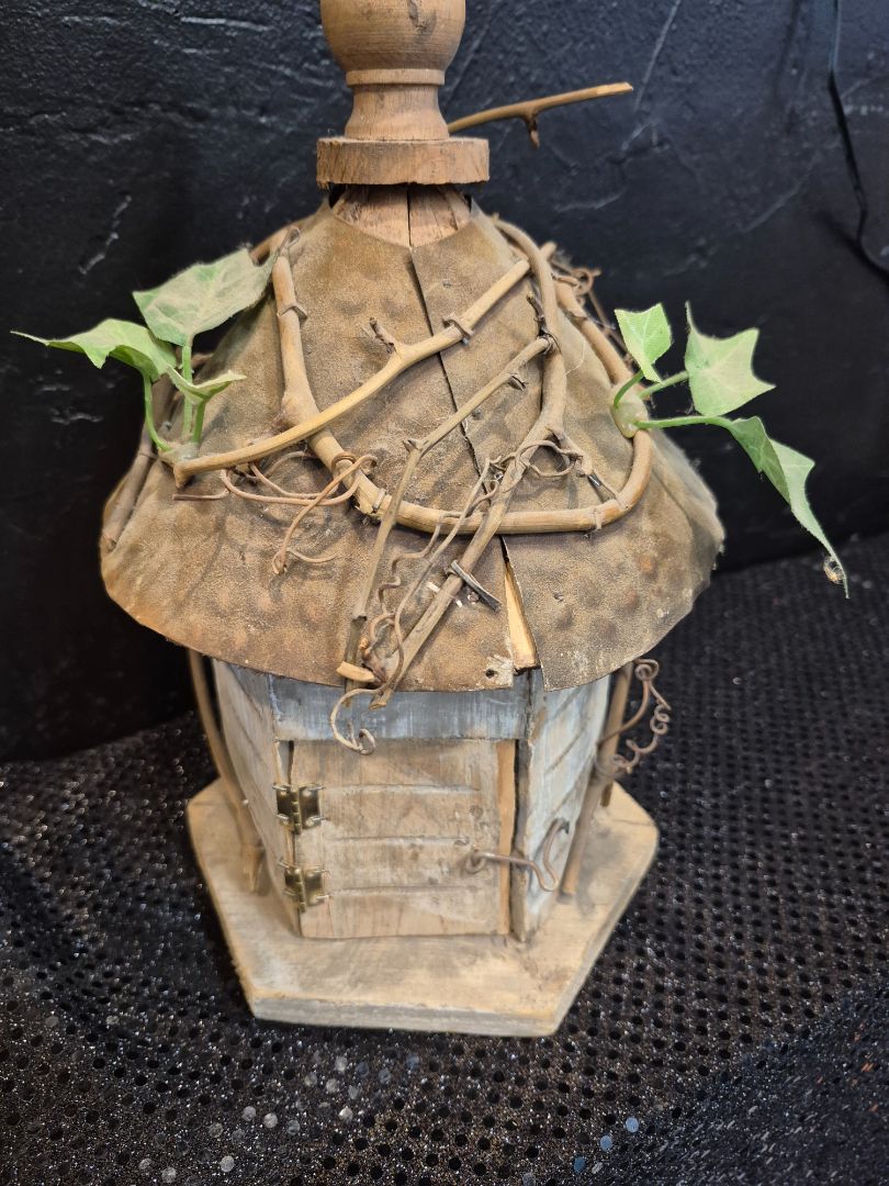 Rustic Wooden Birdhouse, 7" × 12"