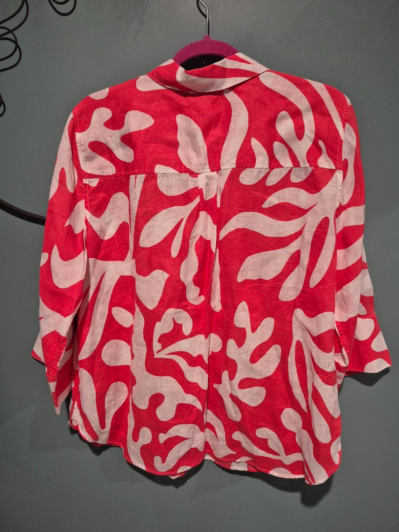 Red & White Chico's 3/4 Sleeve Blouse, 3 US 16