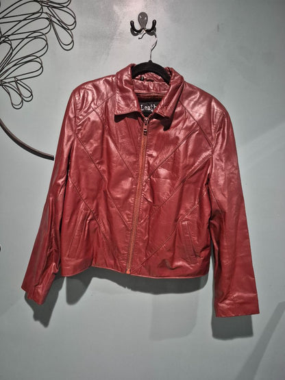 Burgandy Leather Loft Jacket w/removable faux fur liner, 44