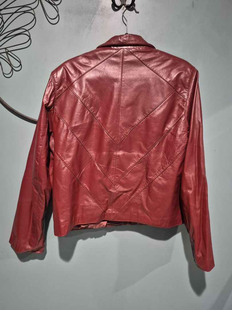 Burgandy Leather Loft Jacket w/removable faux fur liner, 44