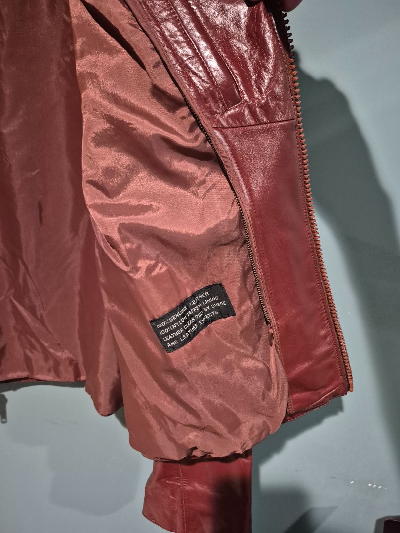 Burgandy Leather Loft Jacket w/removable faux fur liner, 44