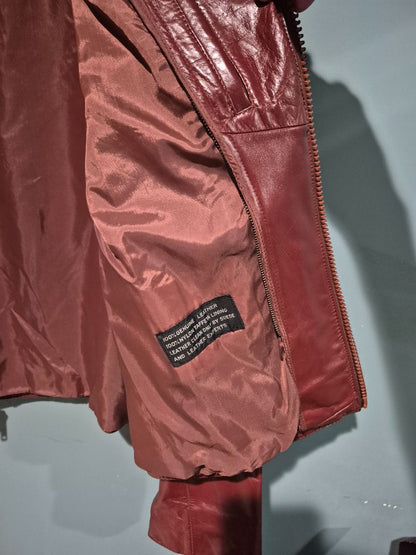 Burgandy Leather Loft Jacket w/removable faux fur liner, 44