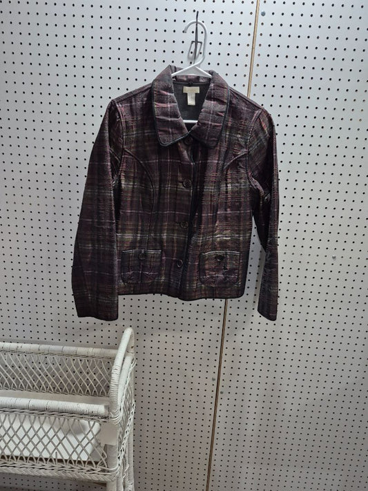 Plaid, Dk green, red, gold thread Chico's Jacket, 1