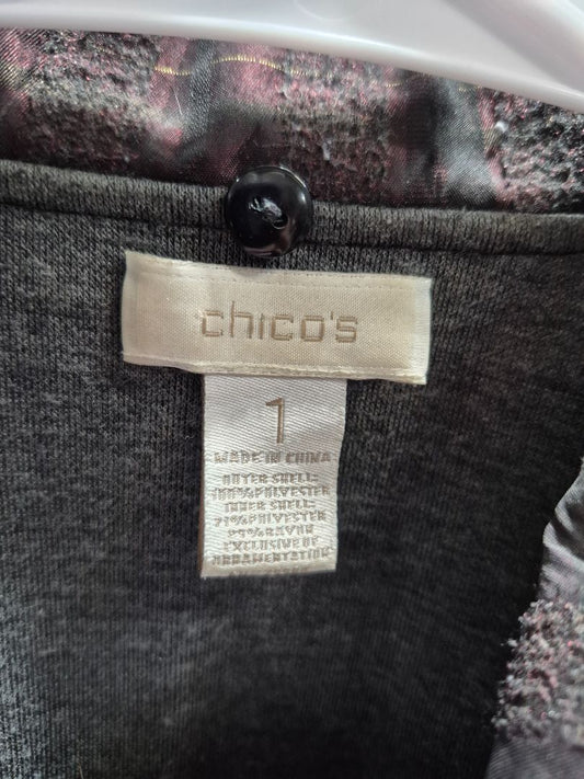 Plaid, Dk green, red, gold thread Chico's Jacket, 1