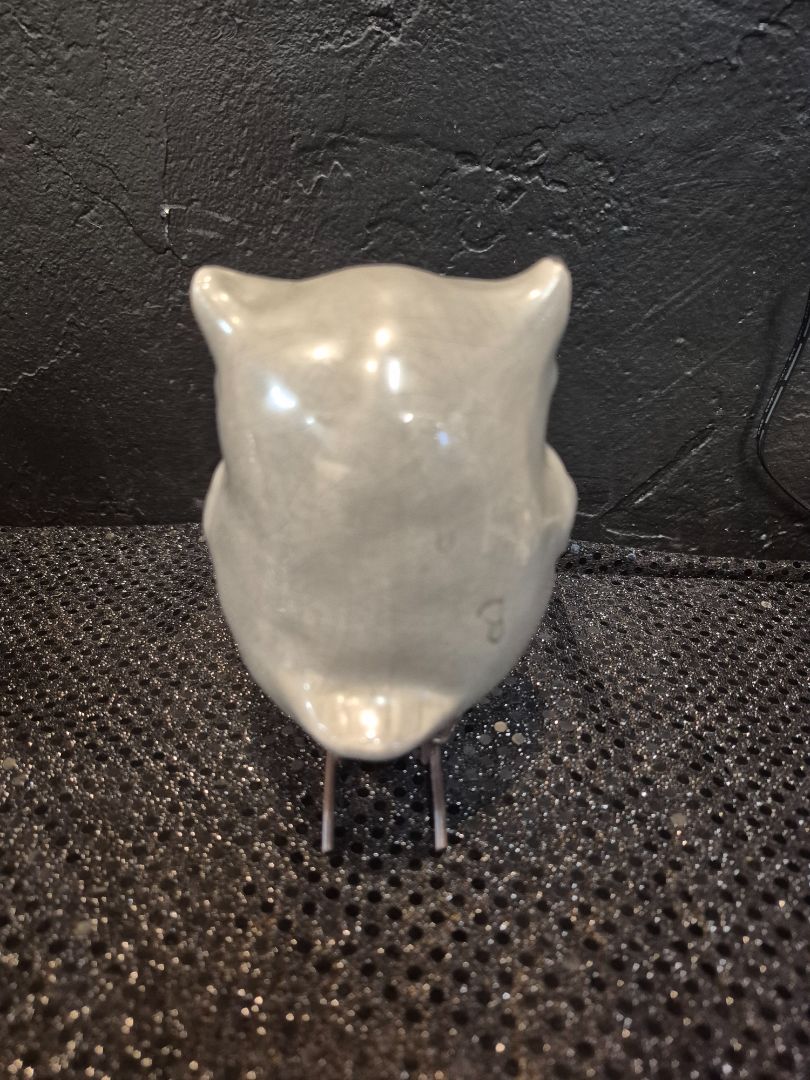 Grey & White  Ceramic Owl Figurine, 5"