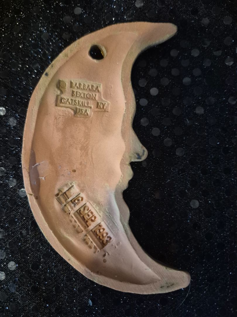 Barbara Sexton Vintage Celestial Crescent Moon Face Wall Hanging, 2.5" × 4"