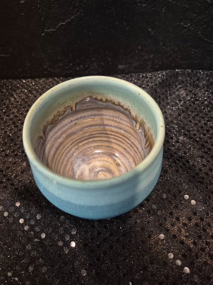 Blue  Signed Glazed Pottery Vase, 3.25" × 3"