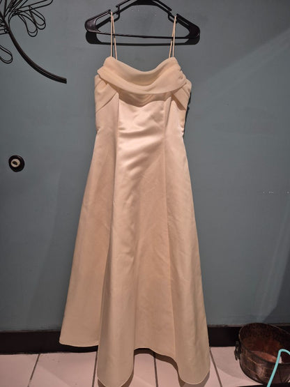 Michaelangelo Formal Yellow Satin Sleeveless Dress, 8