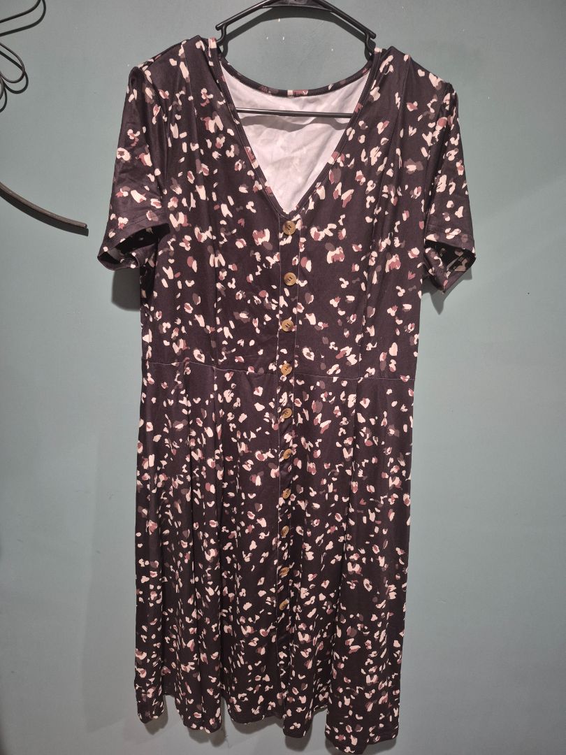 Black Animal Print Shein Dress, XL