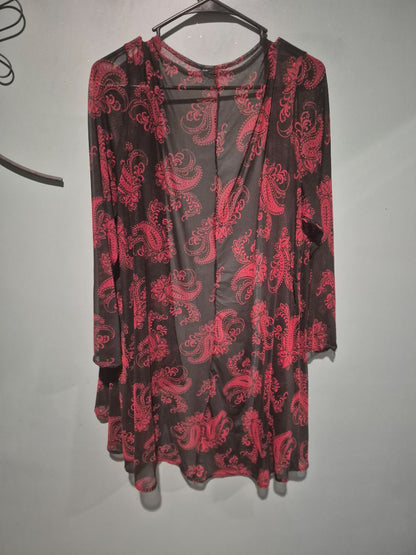 Red & Black Paisley  Sheer Duster