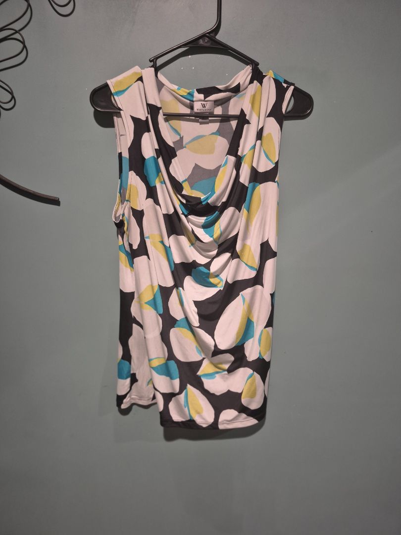 Teal & Lime Print Worthington Blouse
