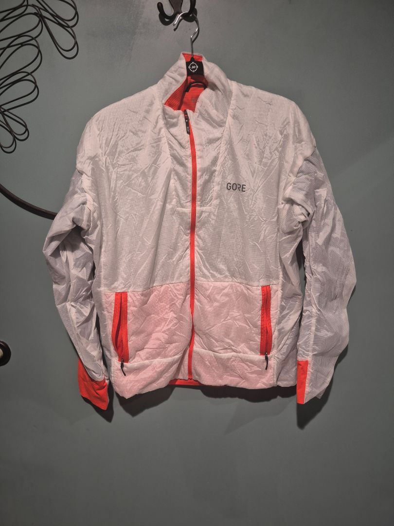 White & Orange Gore Windbreaker Jacket, L
