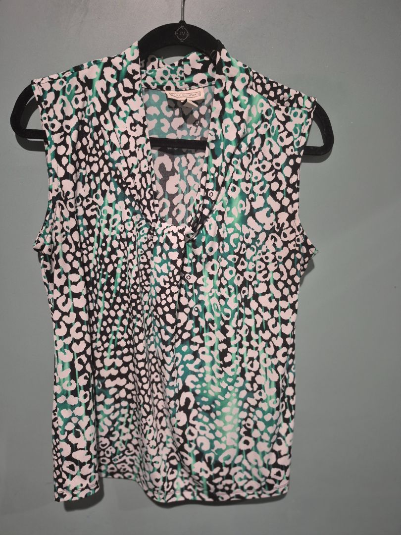 Black & Green Animal Print Dana Buchman Blouse, L