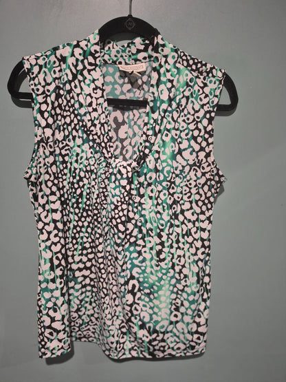 Black & Green Animal Print Dana Buchman Blouse, L