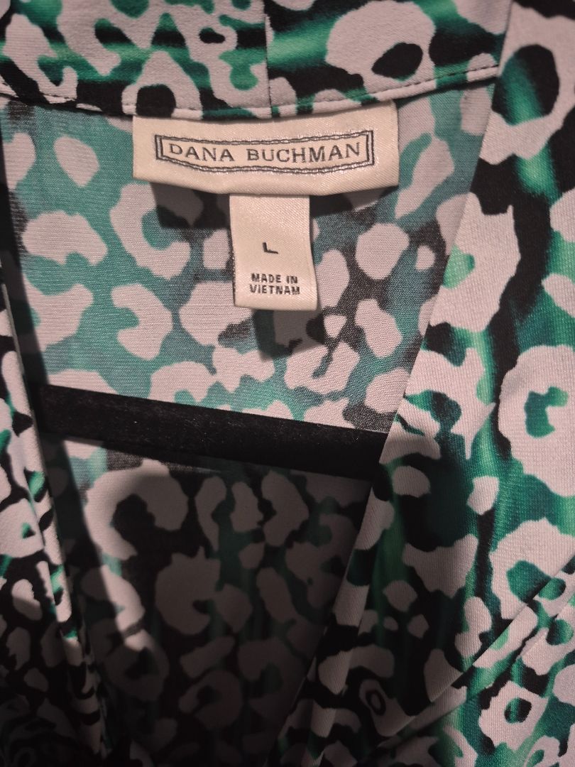 Black & Green Animal Print Dana Buchman Blouse, L