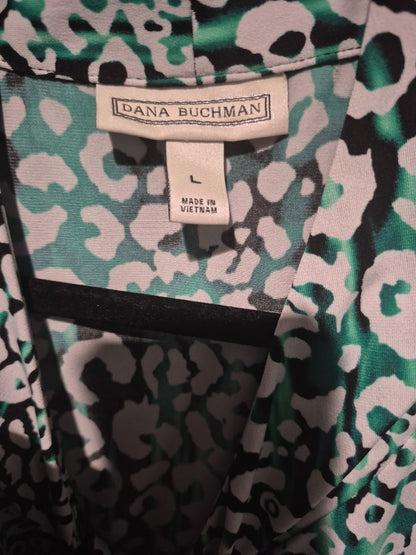 Black & Green Animal Print Dana Buchman Blouse, L