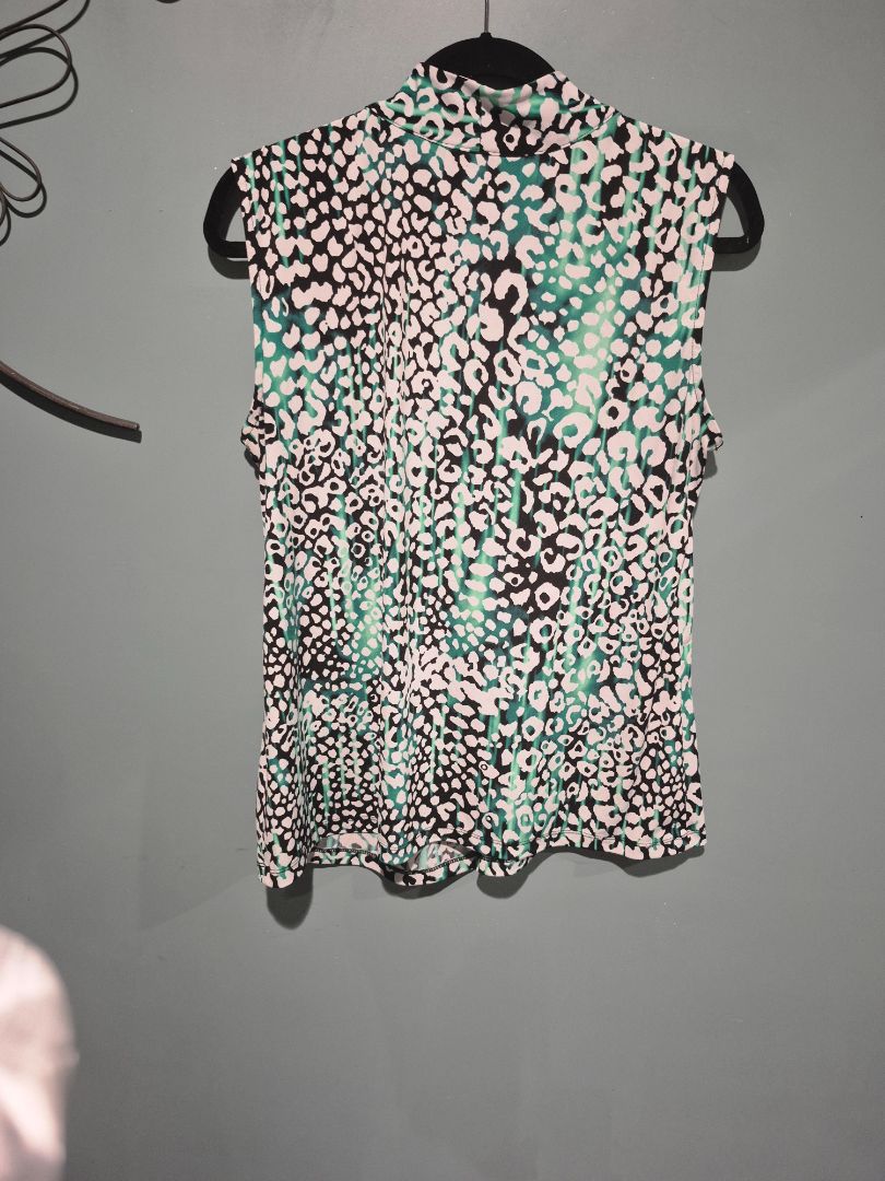 Black & Green Animal Print Dana Buchman Blouse, L