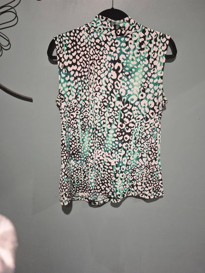 Black & Green Animal Print Dana Buchman Blouse, L