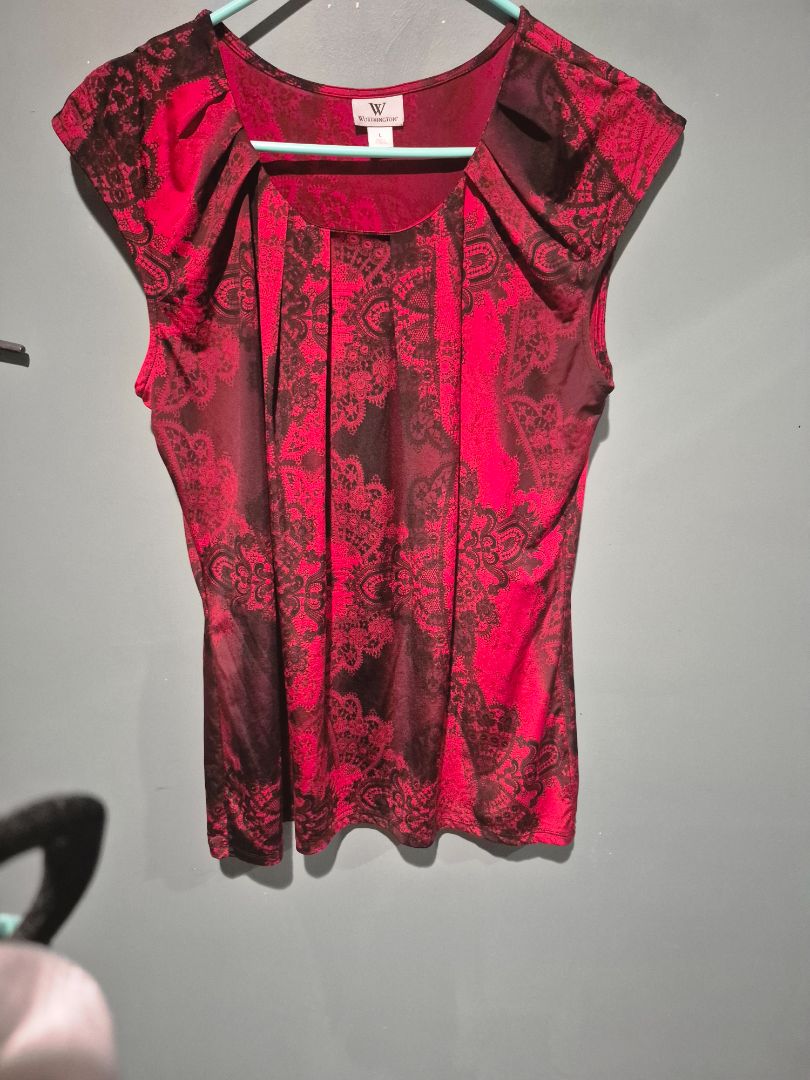 Red w/black Worthington Blouse, LG