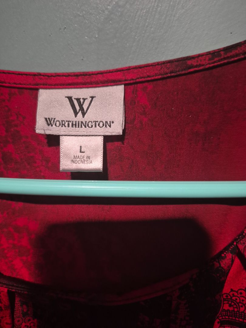 Red w/black Worthington Blouse, LG