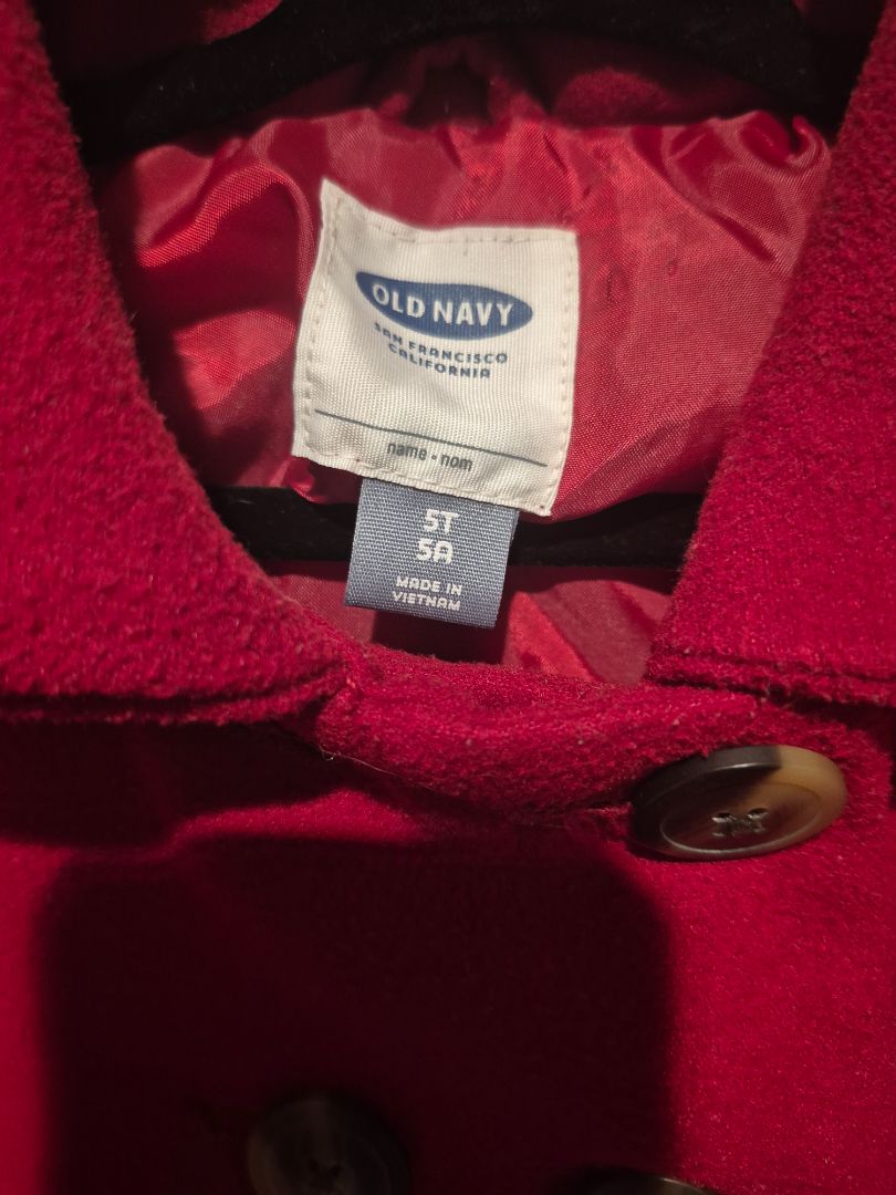 Red Old Navy Double-Breasted Peacoat, 5T