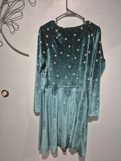 Green  Velvet Sparkle Dress, XXL